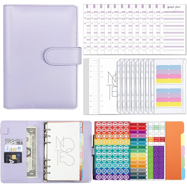 A6-Ordner, Budgetplanung, Notizbuch, Einband, Ordner, A6-Format, 6-Loch-Ordner, Tasche, Kunststoff-Ordner, Finanzplaner, Umschlag-Set