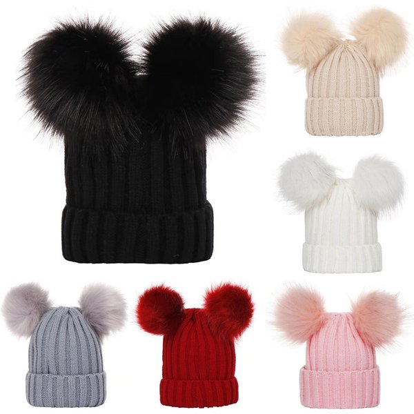 Chapeaux d'hiver pour bébés filles et garçons, chapeau à pompon, Bonnet pour bébé, accessoires pour enfants de 0 à 3 ans