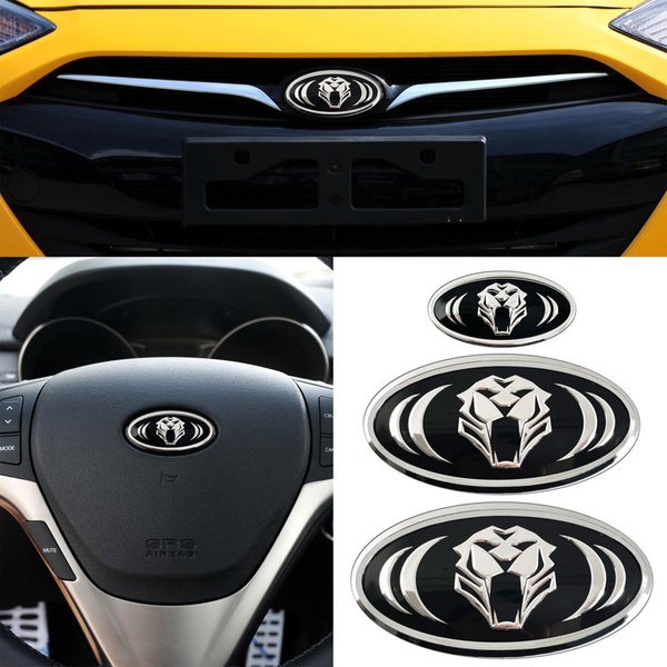 Auto Styling Tiger Emblem Abzeichen Auto Front Hood Hinten Stamm & Lenkrad Aufkleber Für KIA Cerato Sportage R K2 K3 K5 RIO Sorento