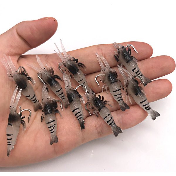 Luminous Shrimp Silicone Artificial Bait Simulation Soft Prawn With Hooks Carp Wobbler For Fishing Tackle/Lure/Accessories Sea