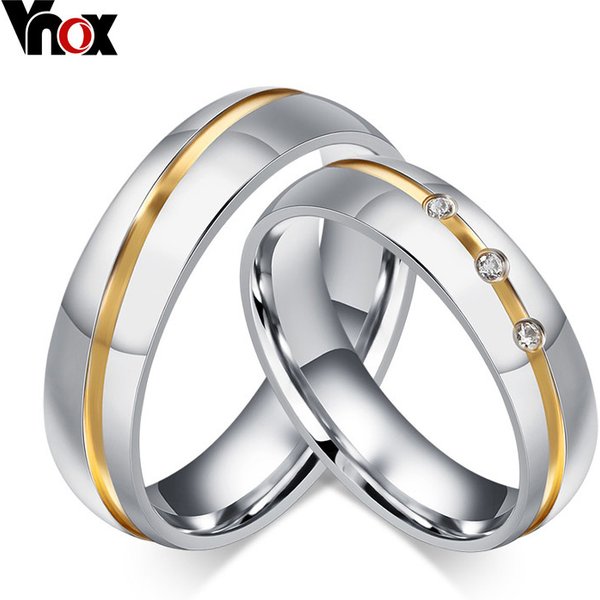 Vnox Anneaux De Mariage pour les Femmes/Hommes En Acier Inoxydable 316l Bijoux pour 1 pièce