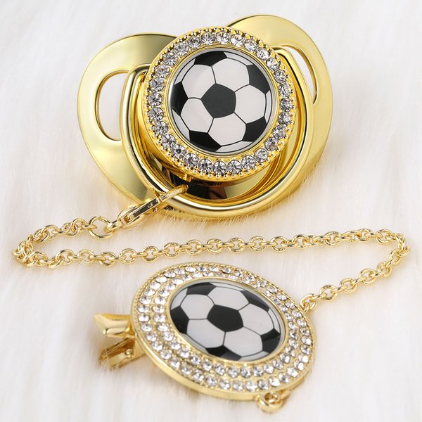 Newborn Pacifiers Bling Gold Pacifier Clip Football Sell Baby Pacifier Baby Drill Appease Play Mouth Spot Su Chupetes De Lujo