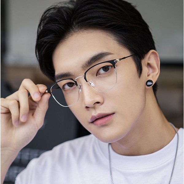 Fashion unisex square Plain glasses for men women Metal frame glasses for party eyeglasses Gentle Black eyebrow frame