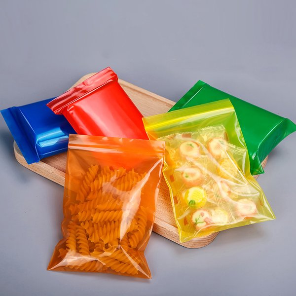 100 pièces couleur transparente fermeture éclair emballage en plastique cadeau sac de rangement alimentaire poudre herbe petites pochettes plates PE Mini Sachets