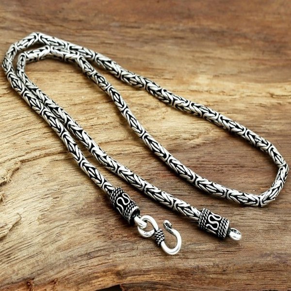 BOCAI 4MM nouveau véritable pur S925 argent bijoux à la main hommes et femmes modèle de sécurité collier cadeaux de saint valentin