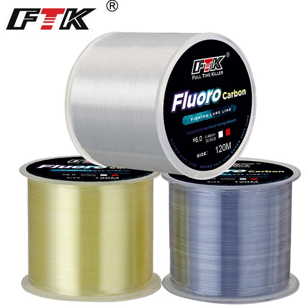 FTK 120m Fishing Line 0.2mm-0.6mm 7.15LB-45LB Fluorocarbon Coating Treatment Process Carbon Surface Nylon Molecules