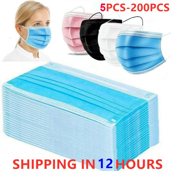 Masque facial jetable Non tissé à 3 couches, respirant, avec boucles auriculaires élastiques, pour adulte