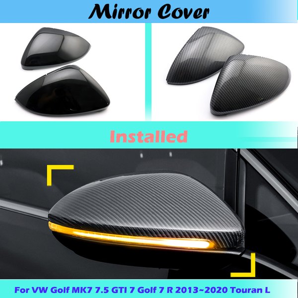 Nouveau pour Volkswagen VW Golf MK7 7.5 GTI 7 Golf 7 R Touran L aile latérale de voiture couvercle de rétroviseur motif en fibre de carbone couverture noire