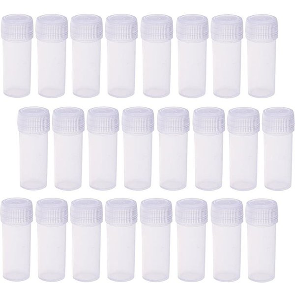 Tubes à essai en plastique de 5ml, 100 pièces, flacon d'échantillon, bouteilles artisanales de poudre, petit récipient de stockage de capsules de pilules médicinales avec bouchon à vis