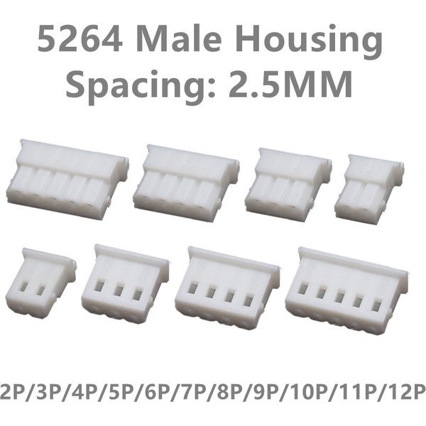 Connecteur de boîtier femelle 2.5MM 5264, pas de 2.5mm, 2P 3P 4P 5P 6P 7P 8P 9P 10P 11P 12P, coque en plastique, sertissages à monter soi-même, lot de 10 pièces