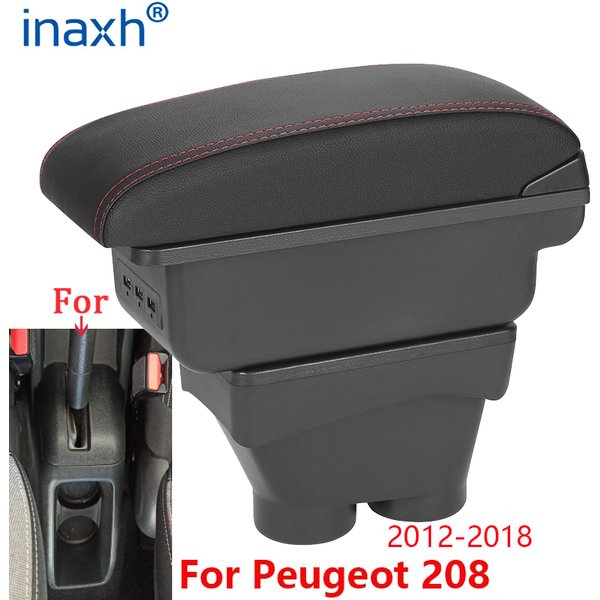 Boîte de rangement pour accoudoir Peugeot 208, boîte de rangement, accessoires de voiture, pièces de rénovation, détails intérieurs, support automatique, cendrier 2012 – 2018