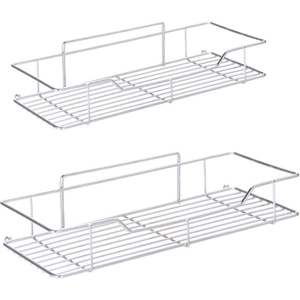 Bathroom Shelf Stainless Steel Shower Organizer Basket Kitchen Storage Shelf Wall Mounted Storage Rack with Adhesive Sticker