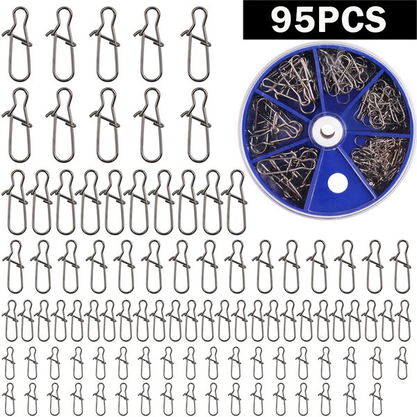 95 pièces/boîte belle rapide Duo Lock boutons-pression et clips de pêche Kit hameçons de pêche leurres connecteur émerillons Snap matériel de pêche 26lb-77lb