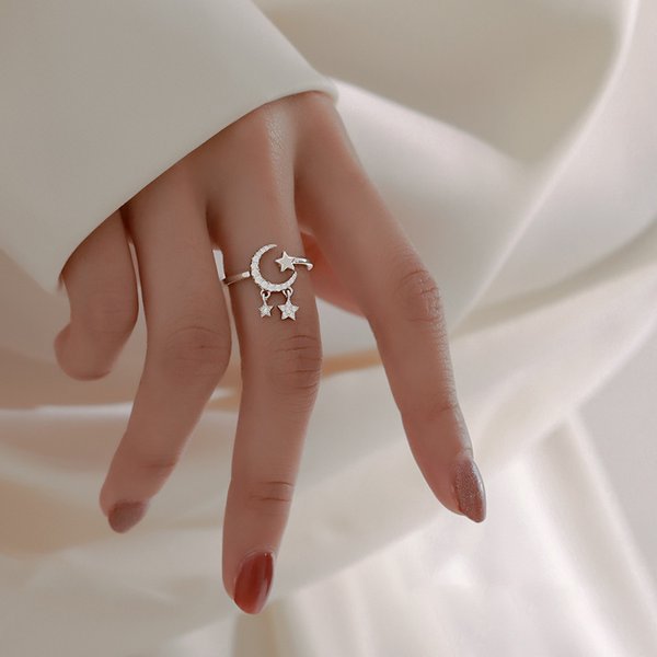 VENTFILLE 925 argent lune gland ouverture femme mode Ins bague