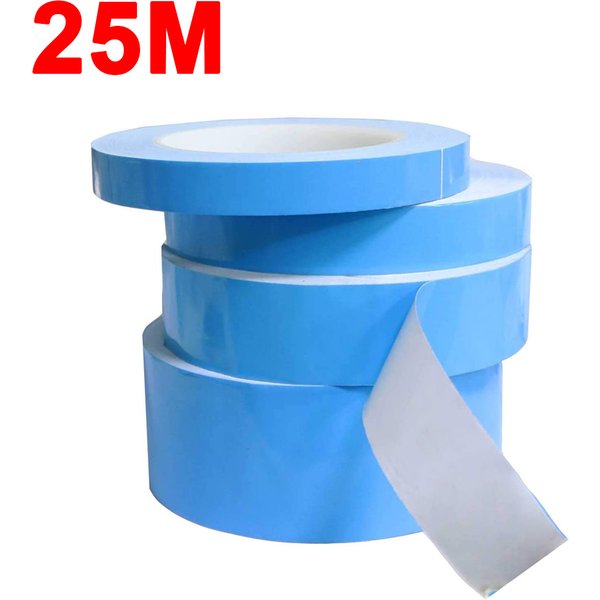 Ruban conducteur thermique Double face 25M, 5-25mm de largeur, ruban de transfert de chaleur bleu, adhésif de refroidissement, dissipateur thermique pour ordinateur CPU GPU