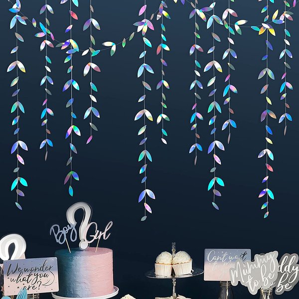 Guirlande de flocons de neige en feuilles de papier irisées, sirène, fête de thé d'anniversaire, feuilles suspendues, banderole d'étoiles, décoration de bannière de noël et du nouvel an