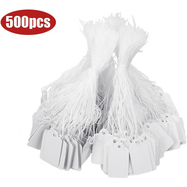 500 pièces étiquettes de prix étiquettes chaîne cravate montre bijoux affichage marchandise prix étiquette cartes en papier rectangulaire blanc étiquette de prix