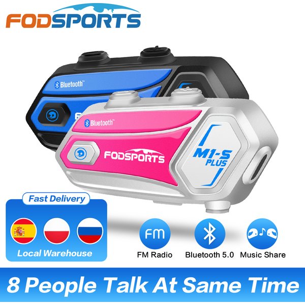 Fodsports 2pcs M1-S Plus Helm Intercom Motorrad Bluetooth Headset Intercom Wireless BT5.0 Interphone Support Music Sharing und FM Radio Funktion
