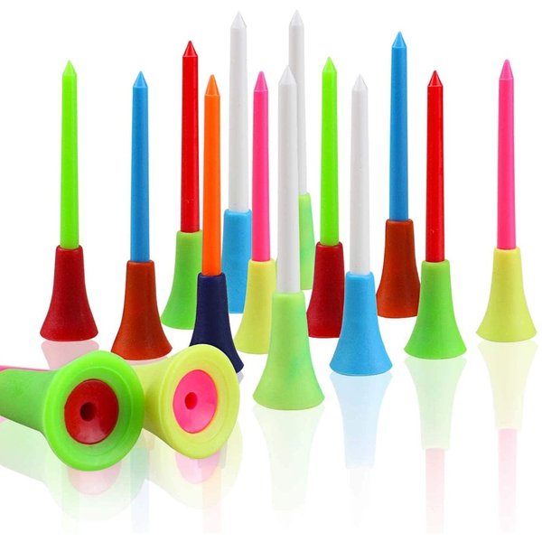 100 stücke Golf Tees Mix Farben 83mm Kunststoff Langlebig Gummi Kissen Top Golf Ball Halter Golf Zubehör