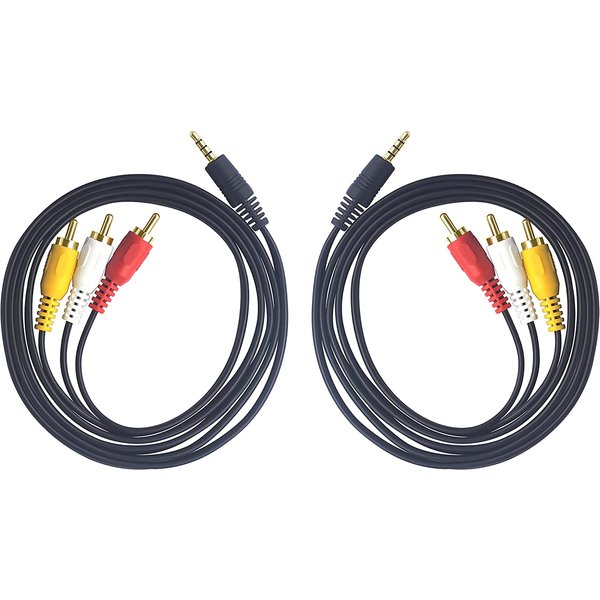 Câble audio vidéo stéréo pour TV, caméscopes, lecteur DVD, câble AV 3.5mm vers 3 RCA, 4 pieds, 1/8 "TRRS, AUX mâle (CTIA) vers RCA mâle, 2 paquets
