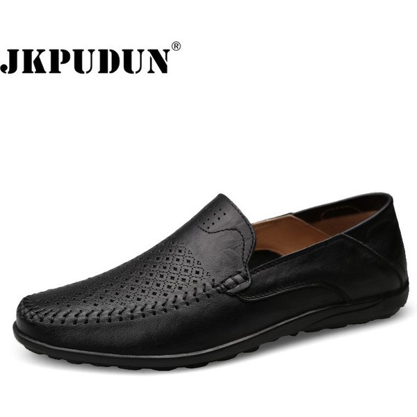 Jkpudun italienische Herren schuhe lässig Luxusmarke Sommer Herren Slipper Echt leder Mokassins bequeme atmungsaktive Slip on Boots schuhe