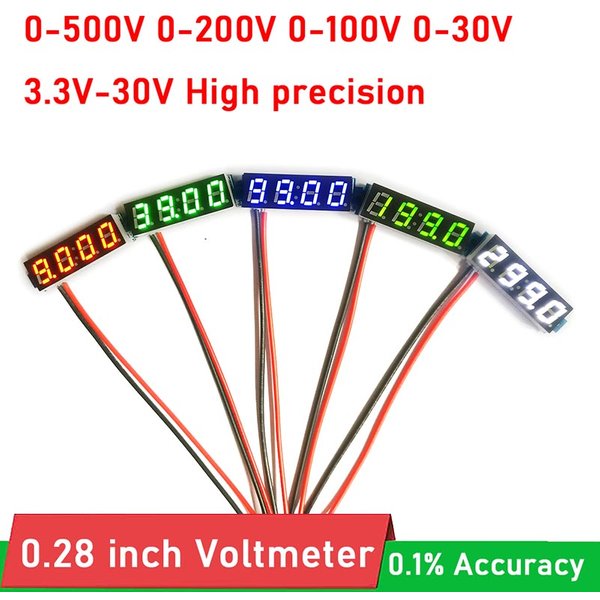 0,28 cala 4-bitowy cyfrowy woltomierz LED DC 0-500V 300V 0-200V 100V 10V Miernik napięcia Panelowy woltomierz Monitor baterii MINI ROZMIAR 5V 12V