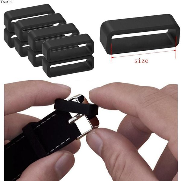 Bracelets de montre en caoutchouc, anneau de boucle de sangle noire, bracelets de montre en Silicone, support d'accessoires 12 14 16 18 20 22 24 26 28 30Mm, casier 4 pièces