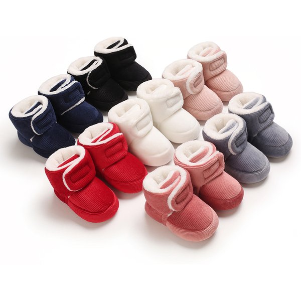 Winter Corduroy Warm Shoes Male Infant Female Infant Solid Color Walking Shoes Soft Soled Warm Shoes 0-1 Year