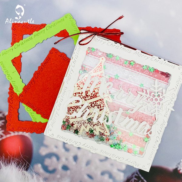 Alinacutle-Découpe en métal pour scrapbooking, cadre de nidification, artisanat en papier, album, galets faits à la main, poinçon, coupe d'art, joyeux Noël