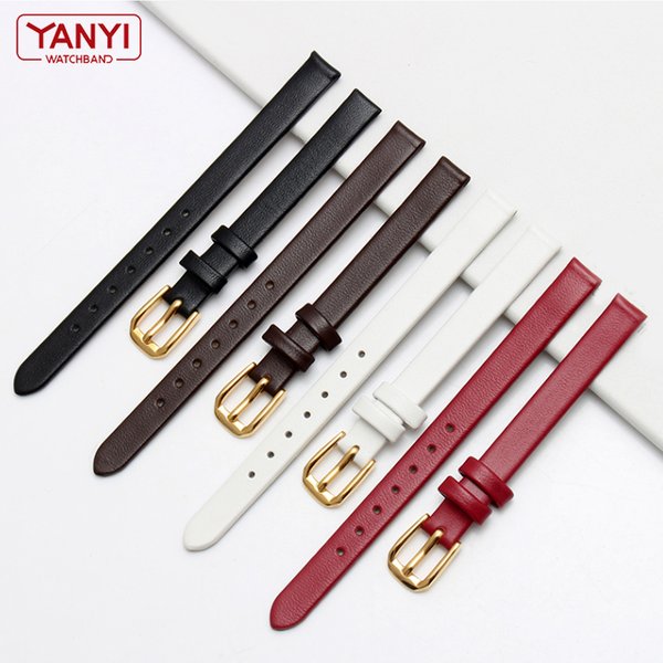 Bracelet de montre en cuir véritable pour femmes, mini bracelet de montre à la mode, 6mm, 8mm, 10mm, 12mm, couleur rouge et blanc, petit bracelet