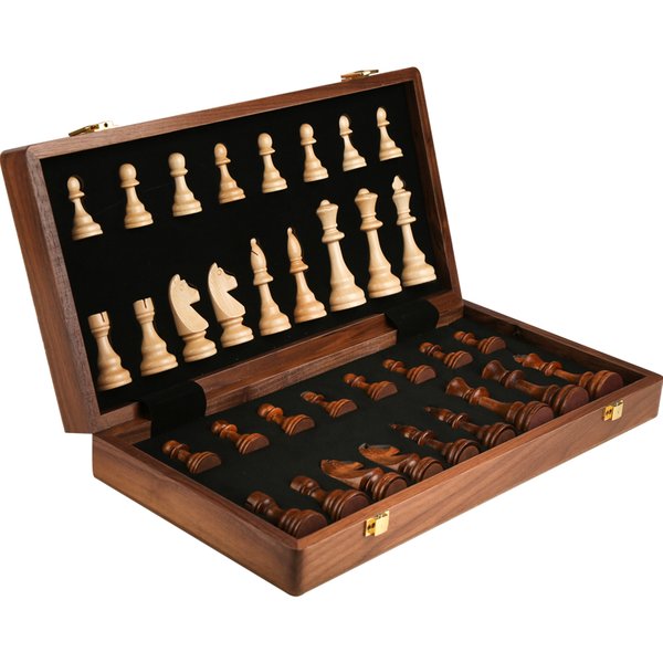 Schachspiel aus erstklassigem Holz, zusammenklappbar, groß, traditionell, klassisch, Handarbeit, Massivholzstücke, Walnuss, Schachbrett, Kinder, Geschenk, Brettspiel