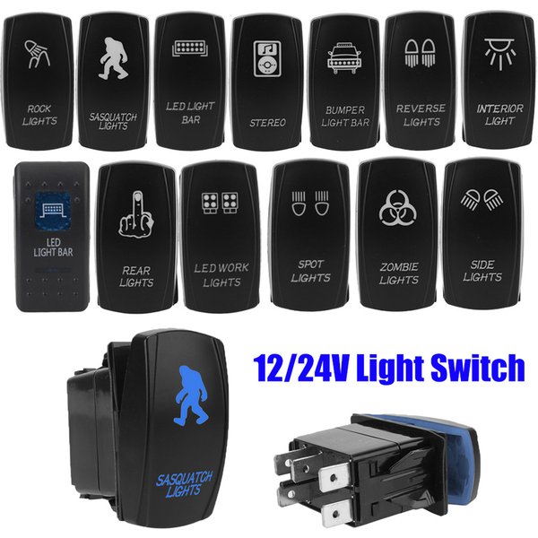 12V 24V Universal Auto Licht Kippschalter blau LED Lampe Knöpfe Autozubehör für Wohnwagen LKW Anhänger RV Marine Boot
