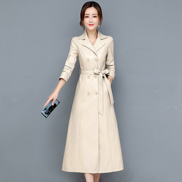 M-7XL New Women Sheepskin Coat Spring Autumn 2026 Fashion Double Breasted Long Jacket Sheep Leather Overcoat Suede Outerwear