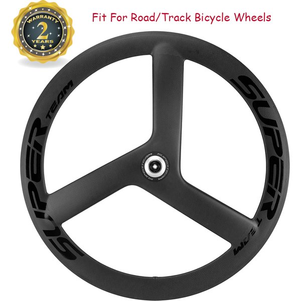 SUPERTEAM 3-Spoke Carbon Wheels Fixed Gear/Road Hub For Track/Road Racing Bicycle Tri Spokes Carbon Wheelset 700C