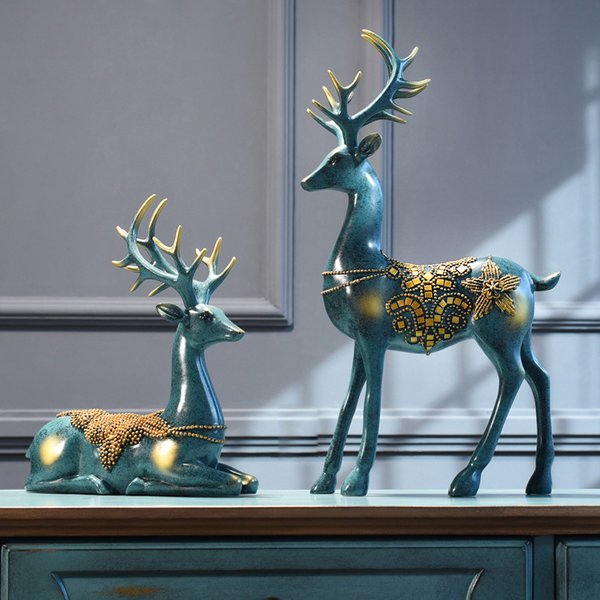 Décoration d'intérieur nordique, statue de tête de cerf en résine, figurine, accessoires de décoration intérieure, sculpture moderne, décoration artistique