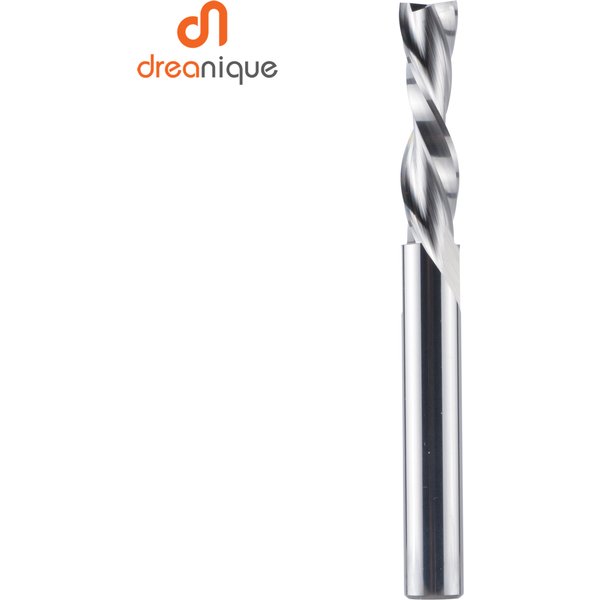 Dreanique 1pc Down Cut Spiral Solid Carbide Milling Cutter 1/4 1/2 Shank 2 Flutes Woodworking End Mill for Wood Carving Slotting