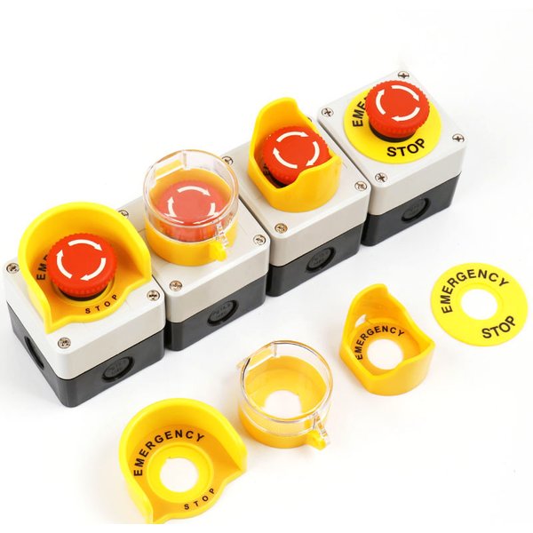 1 pièces coque en plastique signe rouge bouton poussoir interrupteur DPST champignon bouton d'arrêt d'urgence SwitchAC 660V 10A NO + NC LAY37-11ZS