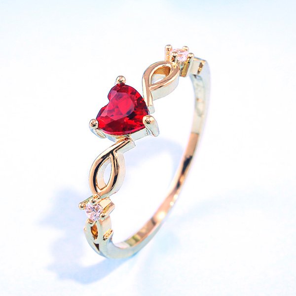 Huitan Simple coeur bague pour femmes femme mignon bagues romantique cadeau d'anniversaire pour petite amie mode Zircon pierre bijoux