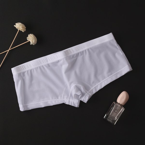 Transparent hommes Sexy sous-vêtements sans couture pantalons Boxershorts Homme glace soie glisse Homme culotte petit Boxer Shorts