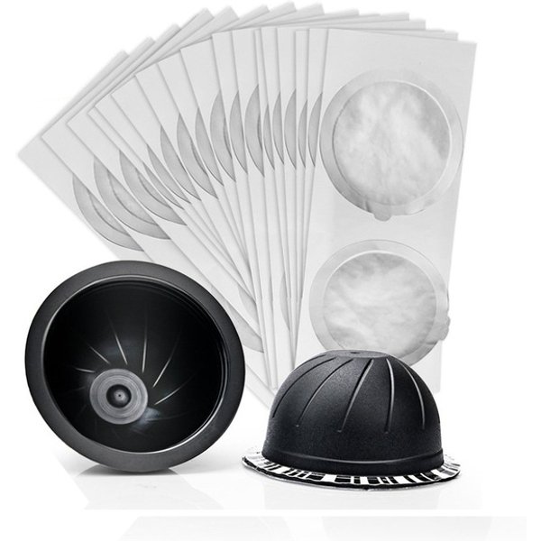 Capsules rechargeables jetables, couvercles de dosettes, joints autocollants en aluminium pour Machine à café automatique Nespresso Vertuo Plus