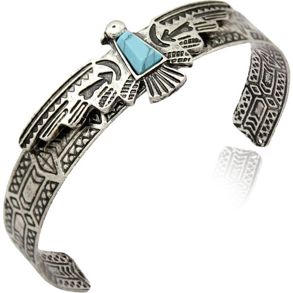 Vintage or argent plaqué Tribal Antique sculpter aigle Bracelets pour femme Bracelets Pulseiras manchette mode hommes bijoux accessoires