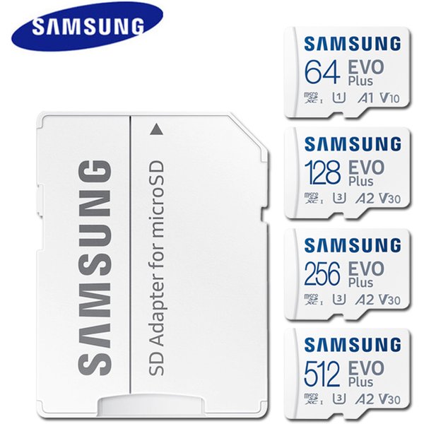 Samsung carte mémoire MicroSD EVO Plus 512GB 256GB 128GB U3 A2 V30 64GB U1 A1 C10 SDXC carte Micro SD UHS-I TF Trans Flash Microsd