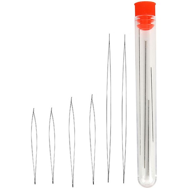 1set Open Big Eye Beading Needles Bead Necklace Bracelet Tools Stainless Steel Self Threading Needle Pins For Jewelry Supplies