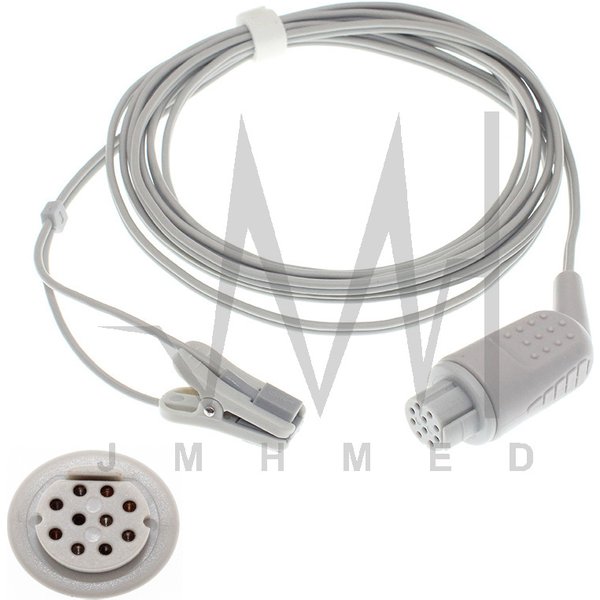 Capteur Spo2 Compatible GE-temporal Datex, AS, 3,CS, 3,AS, 5,CH, S,CH, RS,CG, 2 S moniteur Cardiocap-I/II/5, câble d'oxymétrie doigt/oreille 10 broches 3m