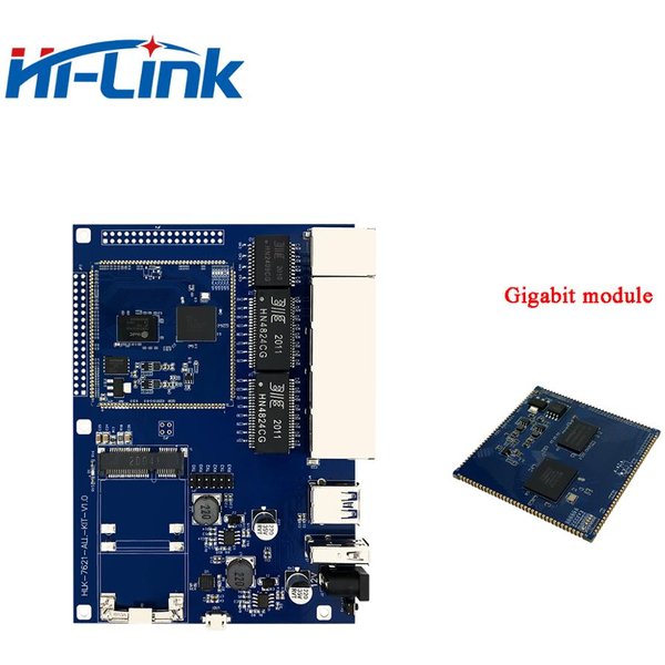 HiLink Original MT7621A Openwrt GbE Gigabit Router Tech Kit/HLK-7621 de carte de développement avec USB3.0/2.0 PCIe pour Smart Robot
