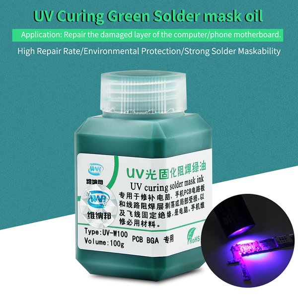 Masque de soudure UV à l'huile verte, 100g, encre pour prévenir l'arcage corrosif, Flux de pâte à souder pour circuits imprimés PCB SMD, Fluxes de soudage