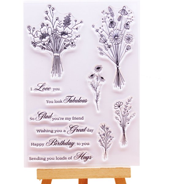 Alinacutle CLEAR STAMPS Bündel Blumen, Scrapbooking, Kartenalbum, Papierhandwerk, Gummi, transparenter Silikon-Stempel