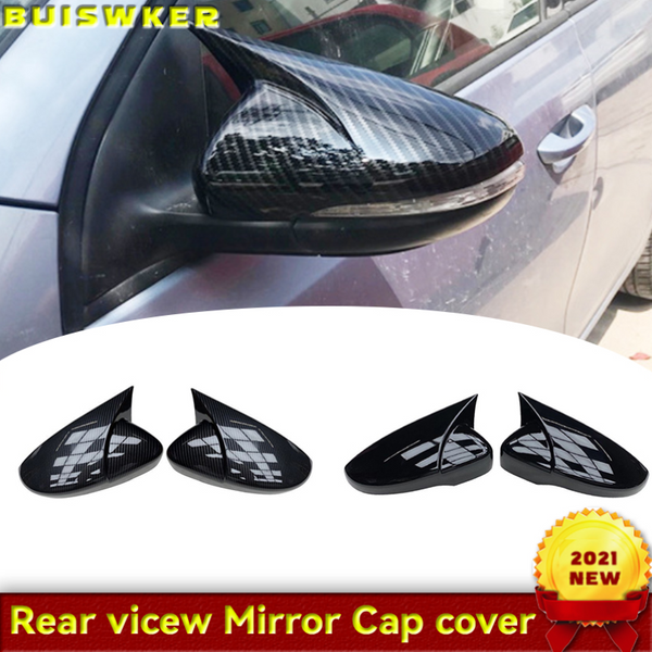 2x Carbon Look Side Wing Mirror Cover For VW For Volkswagen Golf 6 MK6 GTI GTD 2009-2013 Side Rear View Mirror Cap Cover