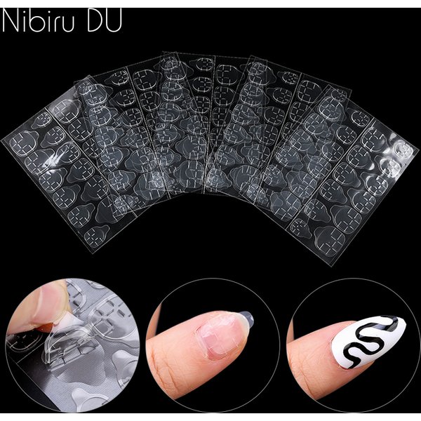 Transparent Jelly False Nail Stickers Finger Glue Tips Double-sided Waterproof Adhesive Tapes For Fake Wear Nails Tools Set