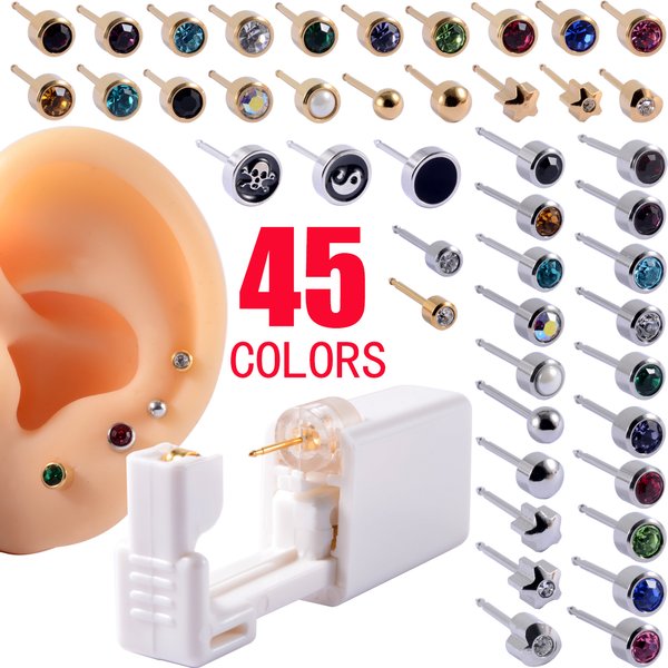 1PC Einweg Sterile Ohr Piercing Einheit Knorpel Tragus Helix Piercing Gun KEIN SCHMERZ Piercer Werkzeug Maschine Kit Stud ball Ohrringe